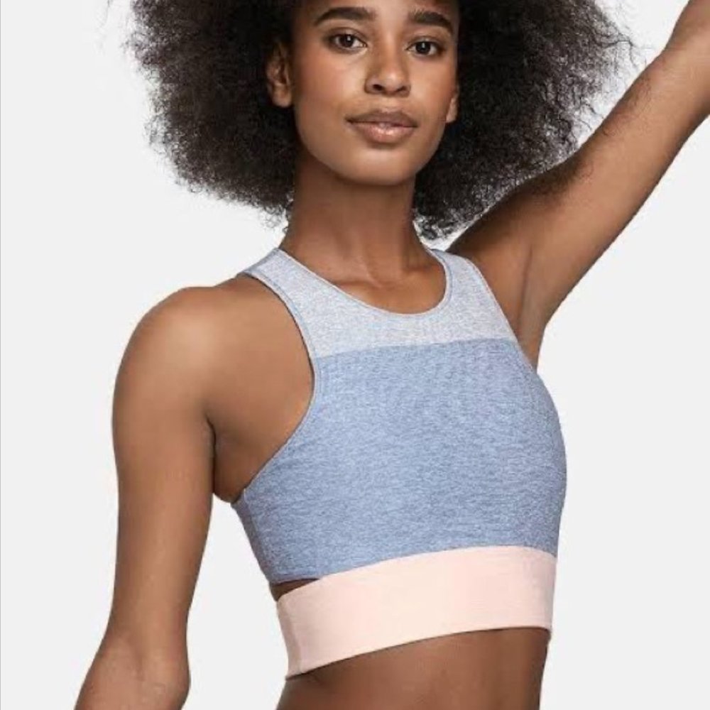 OUTDOOR VOICES Tri-Tone Slashback Crop Top, S